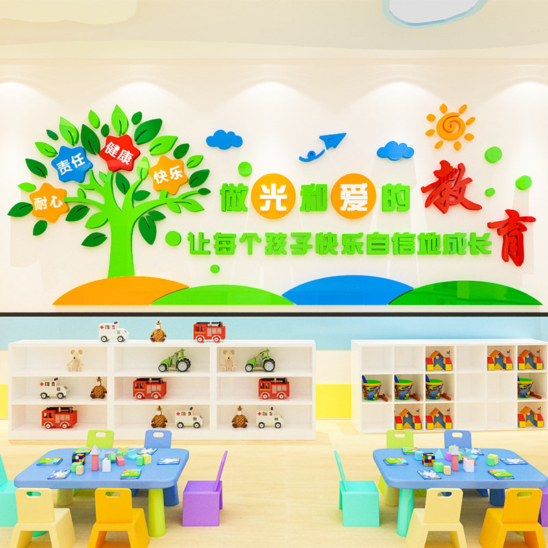 幼儿园学校托管班级教育文化主题墙贴画教室布置励志标语墙面装饰