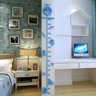 哆啦A梦水晶测量身高墙贴儿童房身高尺亚克力卧室玄关3D立体墙贴