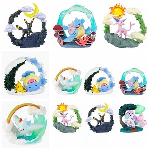 宠物小精灵 环形透视系列太阳 月亮 伊布 乘龙 波克基斯 盒装手办