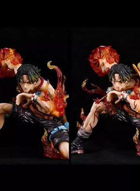 海贼王 IU共鸣系列 火拳 草帽 艾斯 战损版 可发光 手办模型 盒装