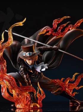 海贼王 IU 共鸣系列 火拳 萨博 革命军 火焰场景 雕像 盒装手办