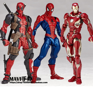 漫威美国队长毒液屠杀钢铁蜘蛛侠女死侍金刚狼蝙蝠侠可动手办模型