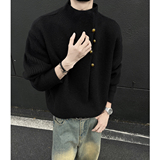 重磅890G秋冬2复古高领纽扣设计感宽松针织毛衣1713-MY13-P85，男装针织衫/毛衣，星座514A（原614）