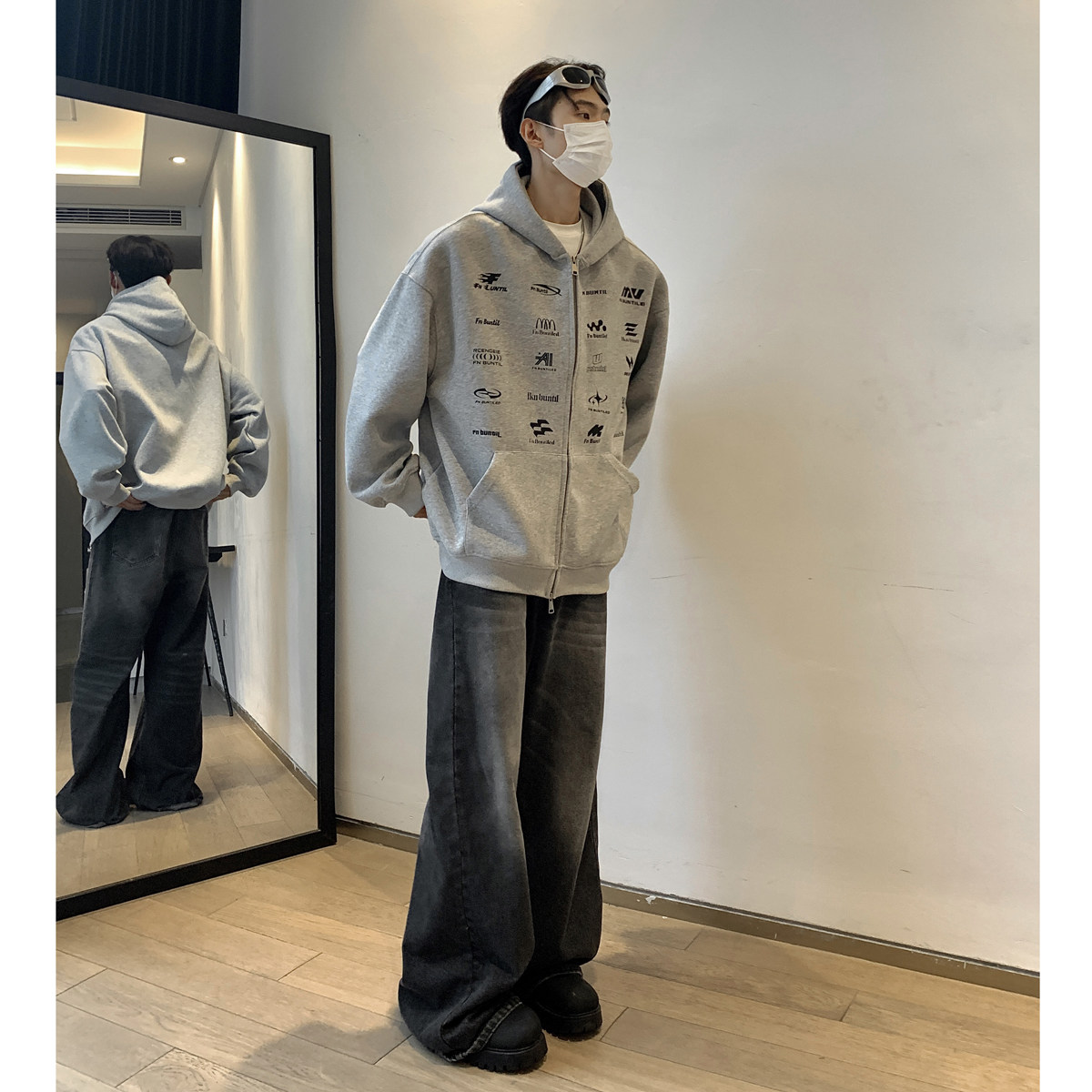 现货4秋冬新款美式430克重磅休闲潮牌印花开衫卫衣1713-WY12-P75,男装卫衣,星座514A（原614）