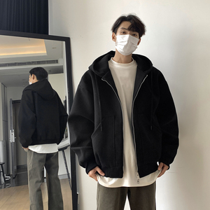 秋冬新款6重磅680克双拉链连帽毛呢短款外套夹克 1713-WY09-P108图片