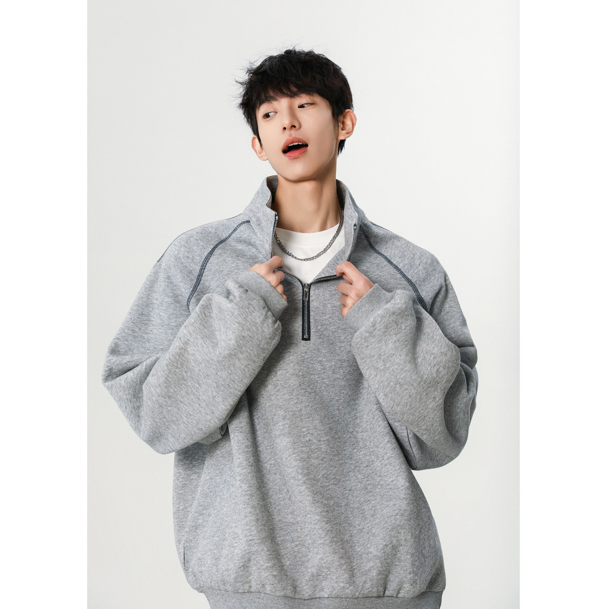 无影墙430克半高领拉链男女宽松廓形vintage卫衣HWH05-P68控108，男装卫衣，星座514A（原614）