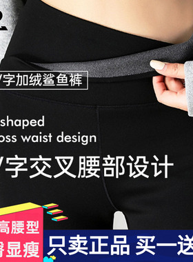 正品团购！YPL瑜伽裤女秋冬加绒鲨鱼裤中高腰提臀紧身运动健身裤