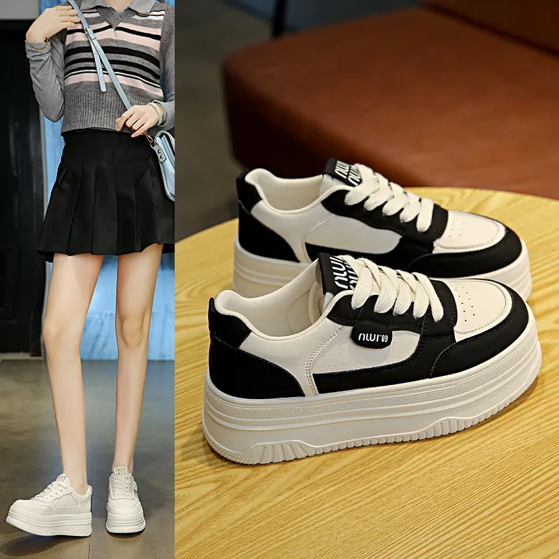 真皮厚底小白鞋女2025秋季新百搭板鞋加绒内增高软皮运动休闲女鞋