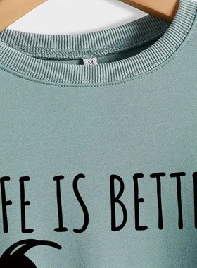 BETTER现货宽松卫衣亚马逊LIFE简约休闲独立站长袖ebayIS女圆领