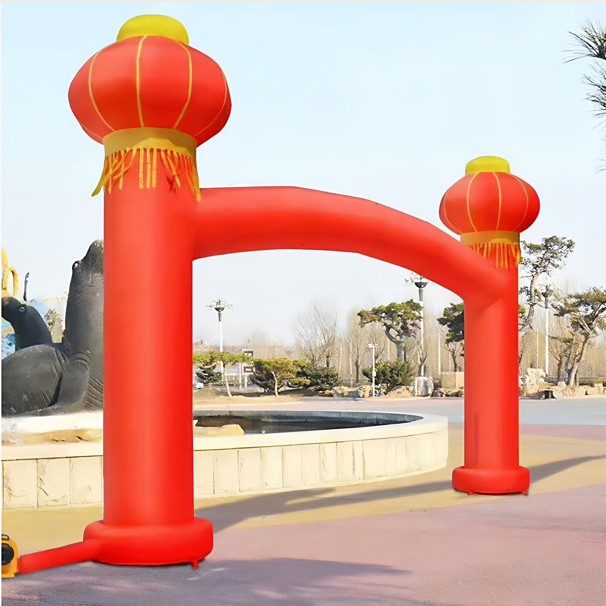 昆明充气拱门气模婚庆用品风机厂家户外双喜龙凤门婚礼连体彩虹门
