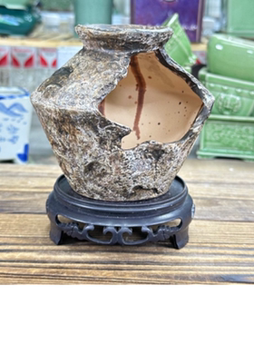 【直播浮力722】14*12cm内口8.5双开口陶罐仿柴窑陶瓷花盆造景古
