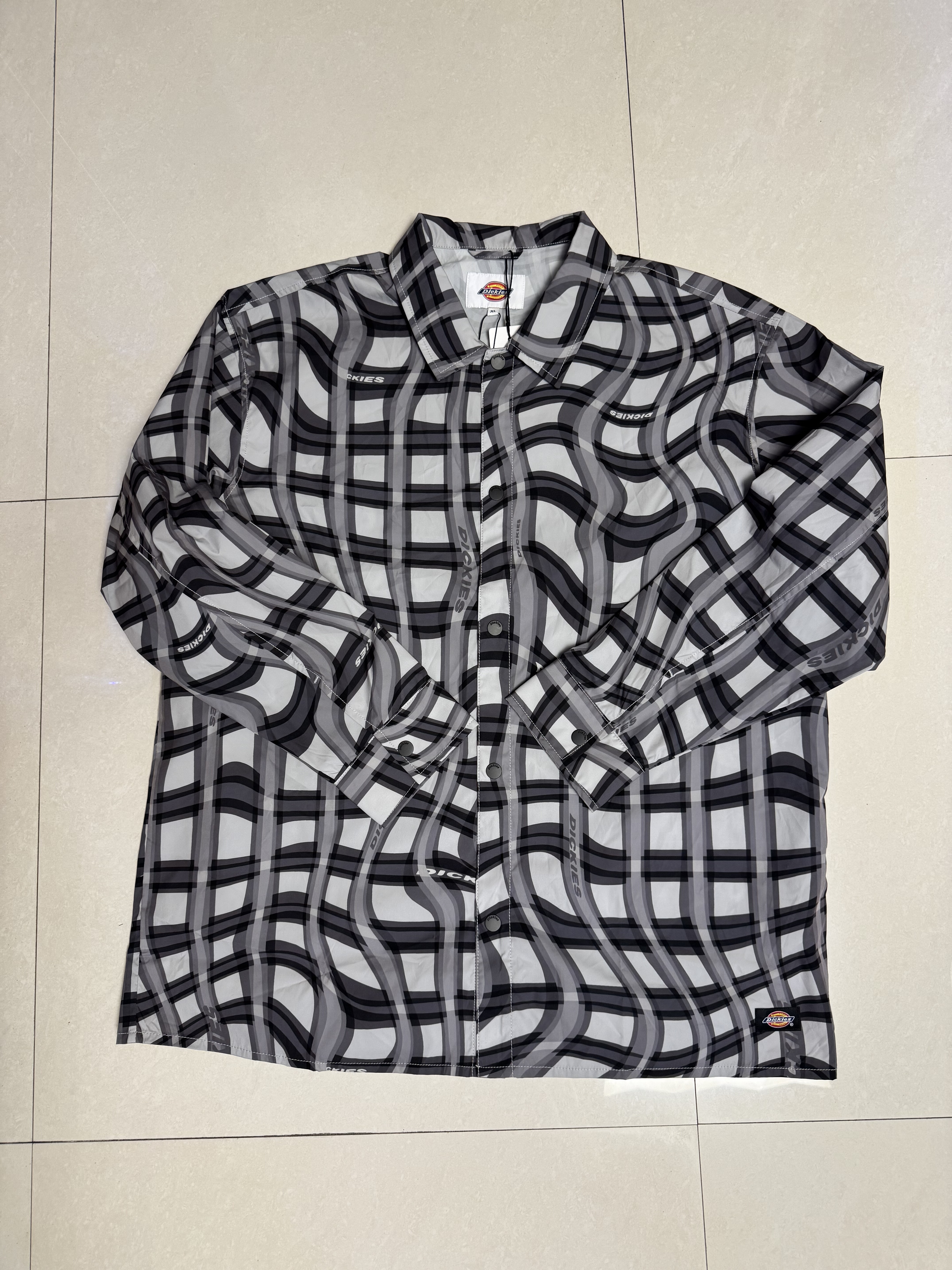 Dickies 格纹长袖衬衫 男女同款 晴空蓝波浪格纹 DK011523