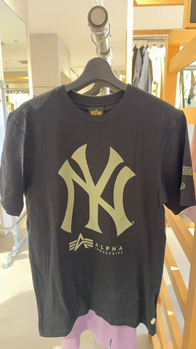 New Era x Alpha Industries x MLB三方联名字母印花圆领短袖T恤