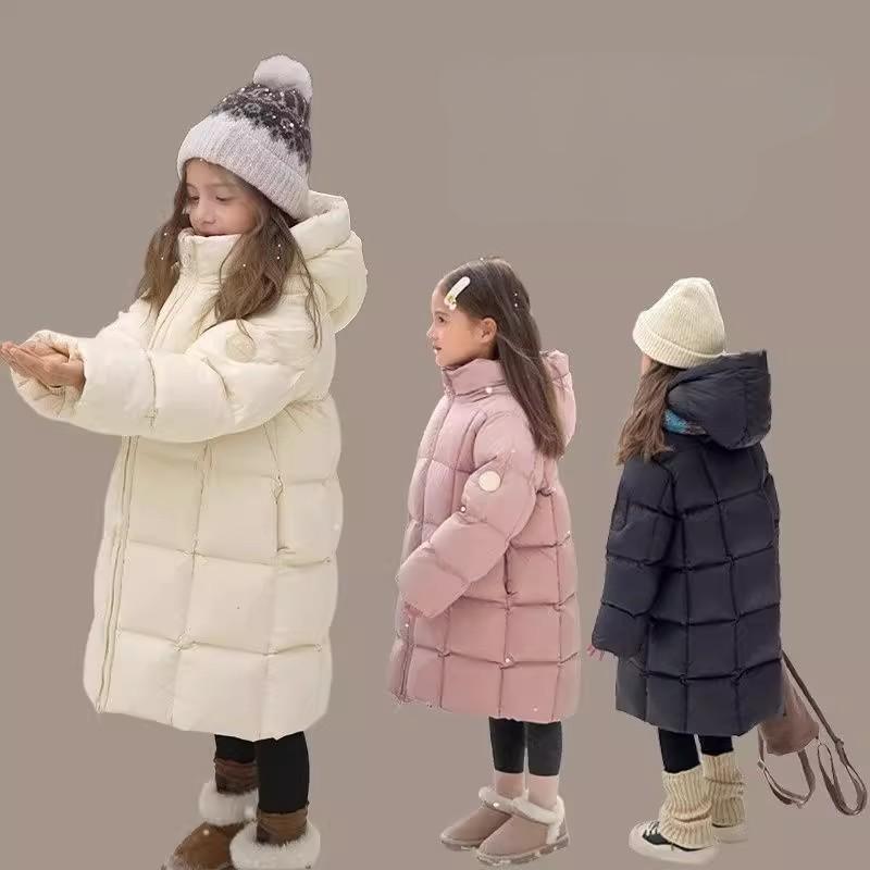 白鸭绒儿童羽绒服中长款保暖