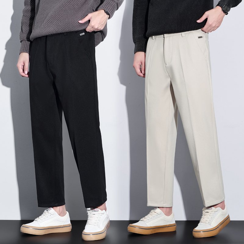 毛呢休闲阔腿休闲裤宽松垂感九分