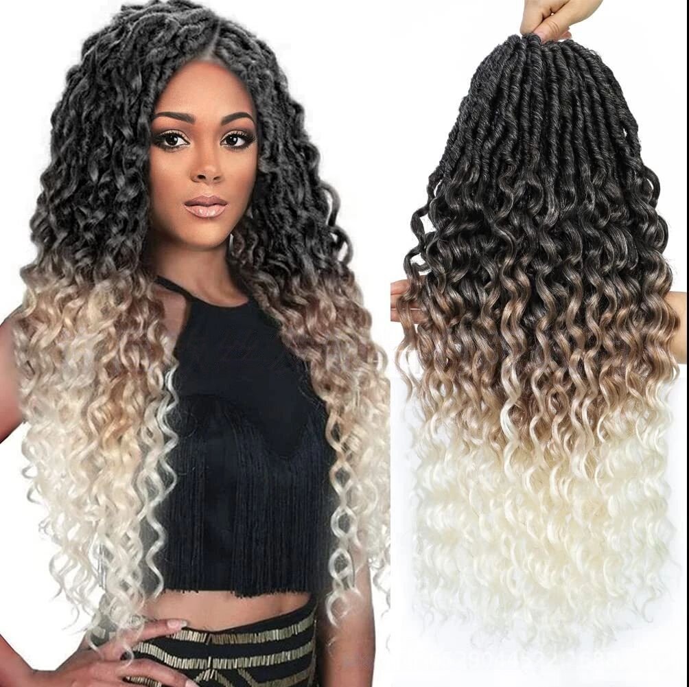 欧美化纤脏辫钩针假发DEEP NU Locs crochet hair蚯蚓曲散尾
