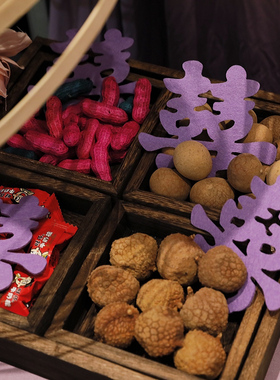 紫色小喜字布置仿真花结婚喜字摆件立体女方婚房布置套装婚礼装饰