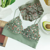 套装 复古文胸内裤 蕾丝无钢圈舒适少女百搭可调节肩带 轻薄法式 夏季