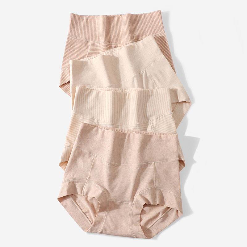 高腰收腹内裤女原色彩棉舒适安全全棉底裆大码加大加肥女士平角裤