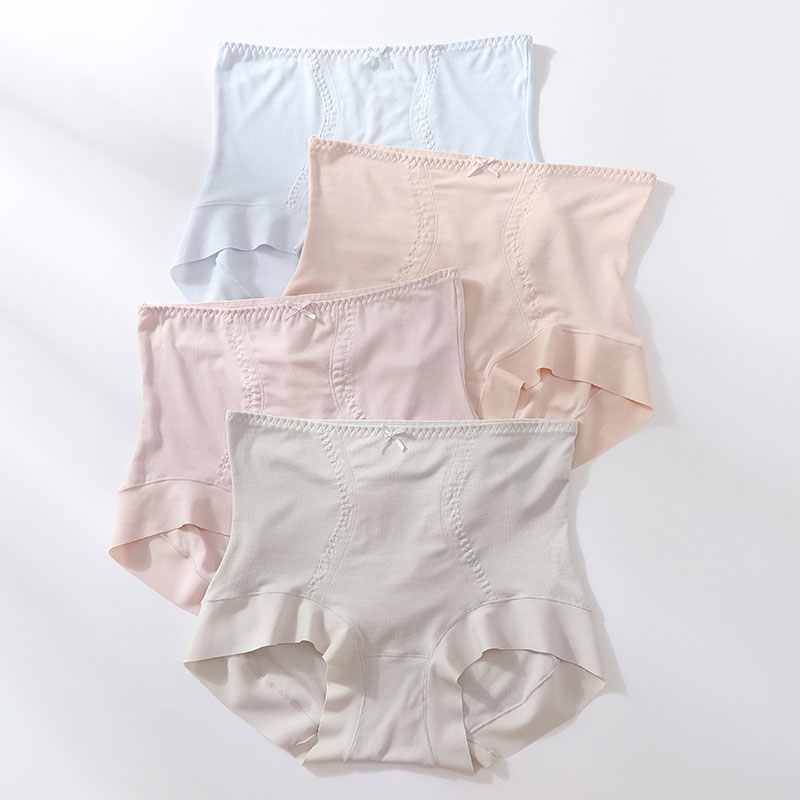 莫代尔内裤女高腰收腹新款透气包臀无痕简约少女士桑蚕丝裆三角裤