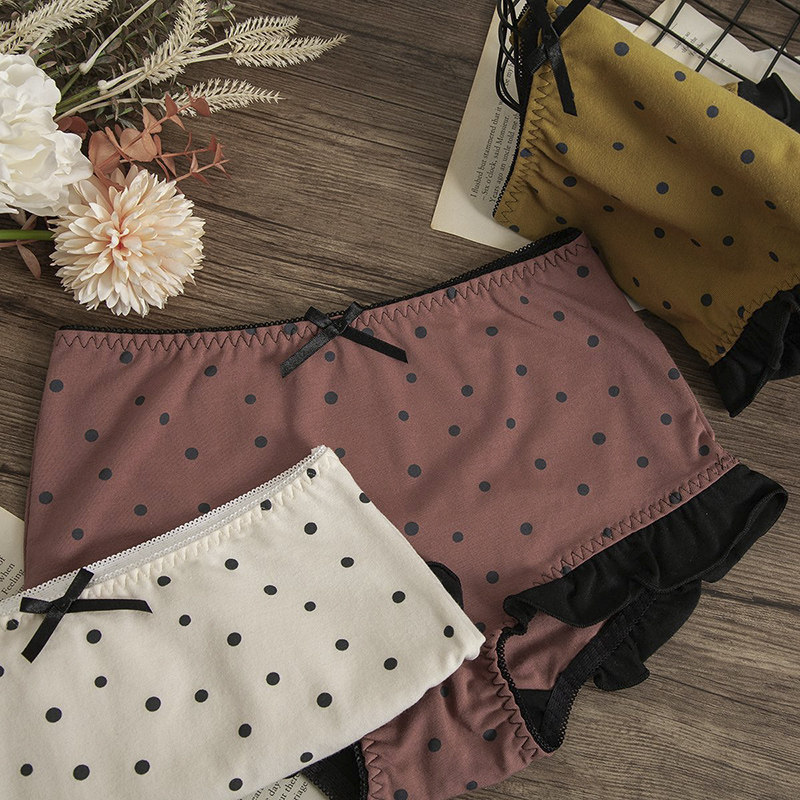 内裤女中腰纯棉透气底裆包臀简约日系波点女士生无痕大码三角短裤,女士内衣/男士内衣/家居服,女三角裤,淘宝优惠券,粉丝福利购,淘宝优惠卷