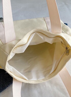 大容量托特帆布包上班外出高颜值通勤百搭文艺学生装书单肩布袋包