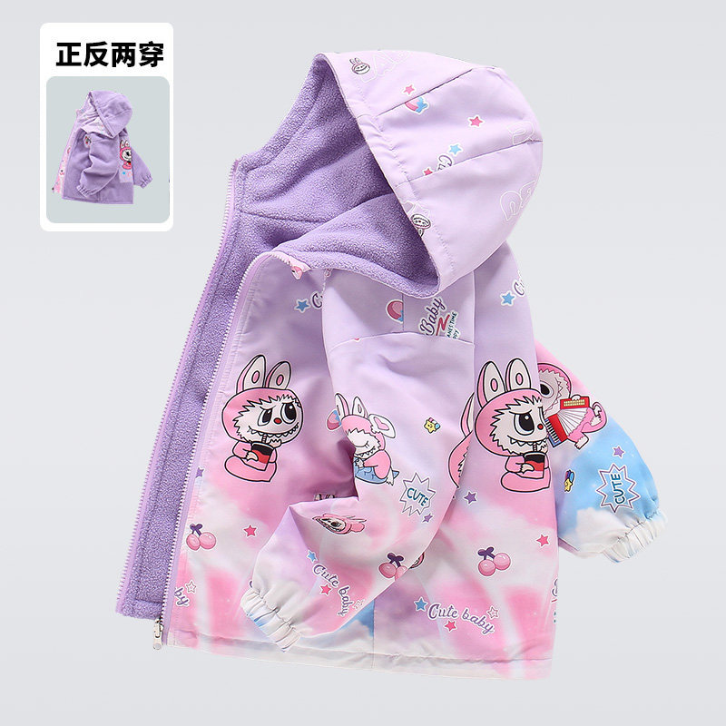 女童冲锋衣可爱卡通秋冬装