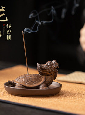 度上龙龟线香插圆托盘配套家居禅意陶瓷线香炉办公室茶桌茶道