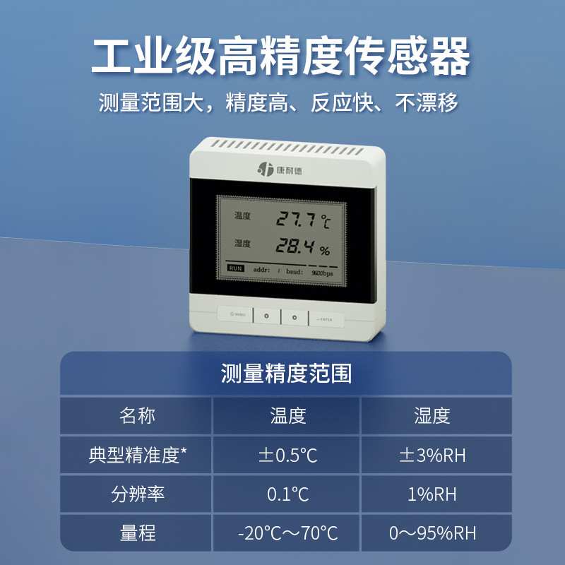 【康耐德】RS485工业级高精度温湿度传感器86盒壁挂磁吸无线机房