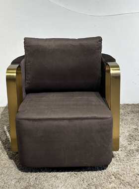 意美家意式轻奢不锈钢单人休闲椅酒店售楼部接待沙发椅SY-KF41550