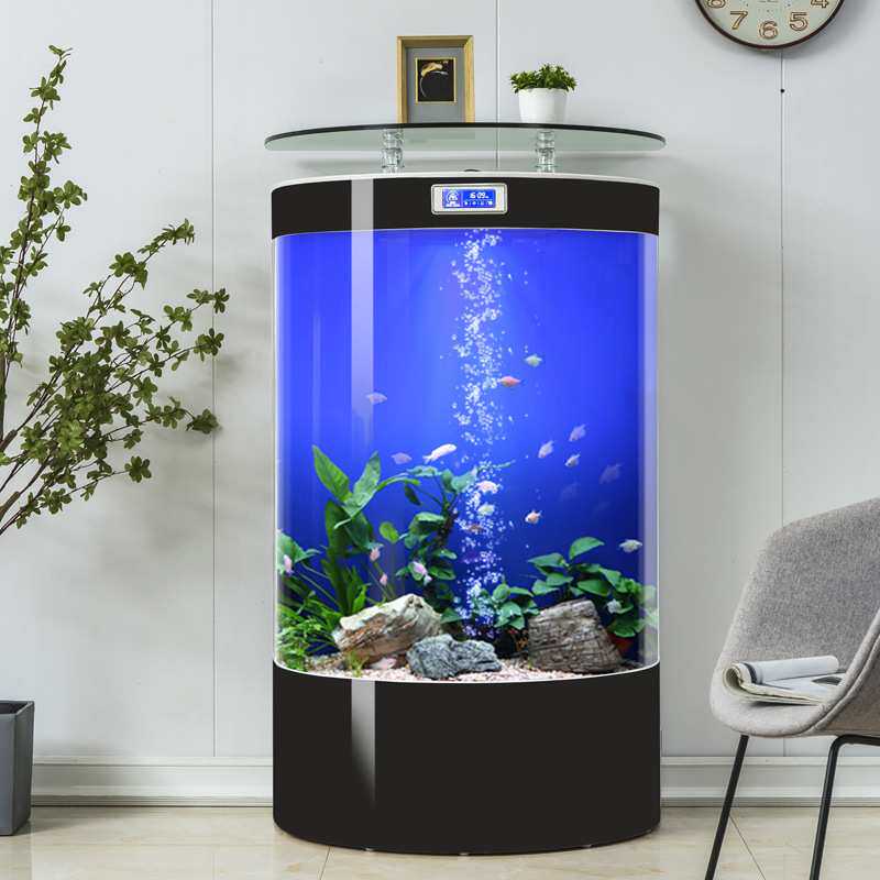 创海半圆形生态金鱼缸客厅家用中大型欧式落地式懒人免换水水族箱