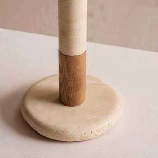 中古百褶灯罩堆积木黄洞石柱台灯落地灯复古阅读客厅背景氛围灯具