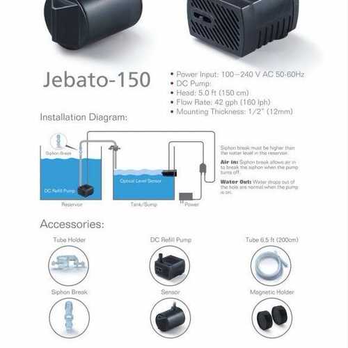 捷宝Jebao-150鱼缸淡海水鱼缸鱼池通用补水器抽水泵循环泵补水器