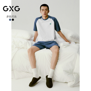春夏款 运动休闲睡衣睡裤 家居服男插肩袖 GXG圆领T恤套装