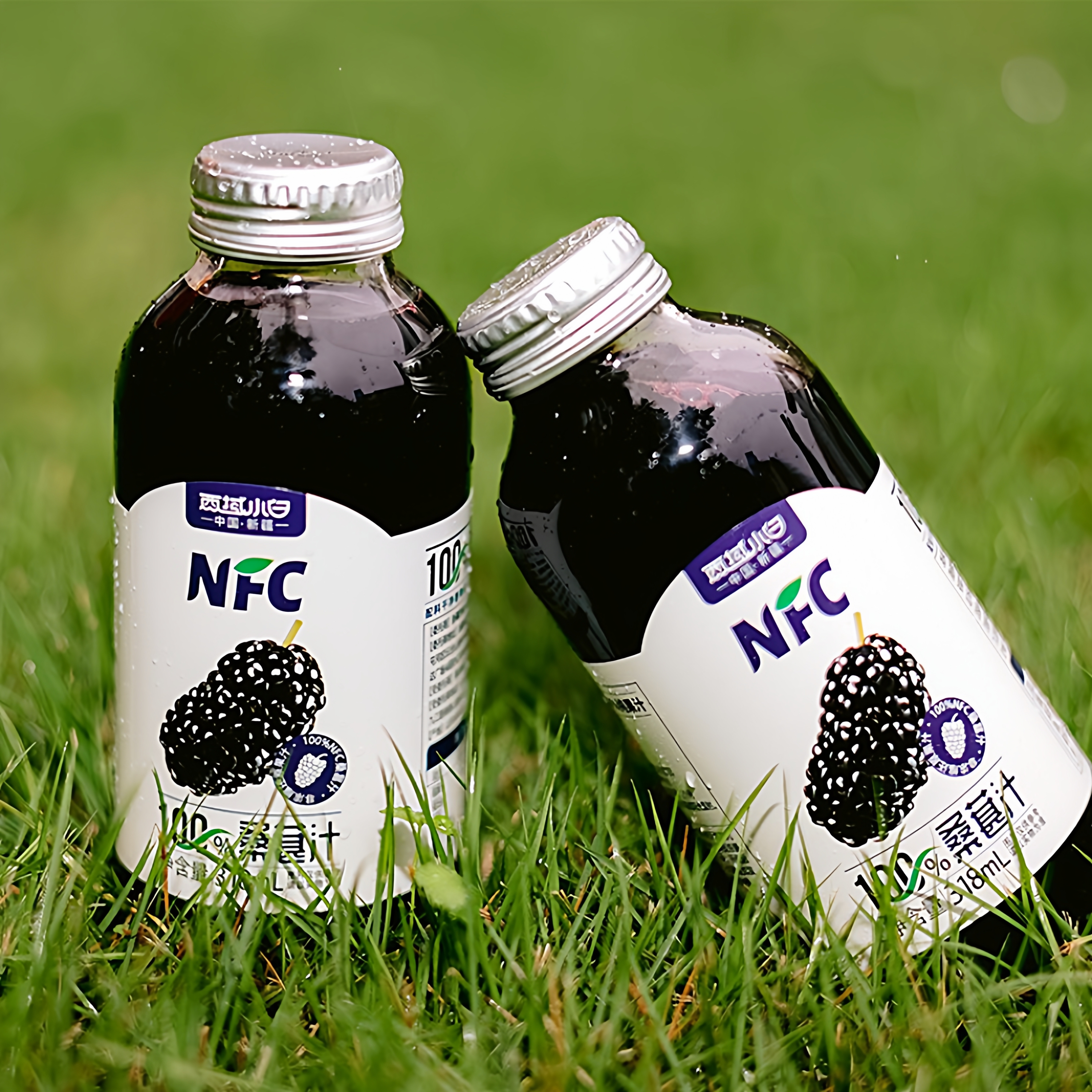 西域小白100%NFC桑葚汁318ml*5瓶装新鲜桑葚鲜果冷压榨纯果汁饮料
