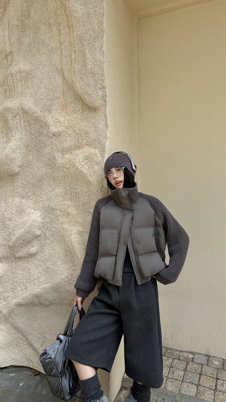 韩版宽松显瘦立领羽绒服女短款加厚保暖90白鸭绒羊毛袖拼接外套冬,女装/女士精品,羽绒服,淘宝优惠券,粉丝福利购,淘宝优惠卷