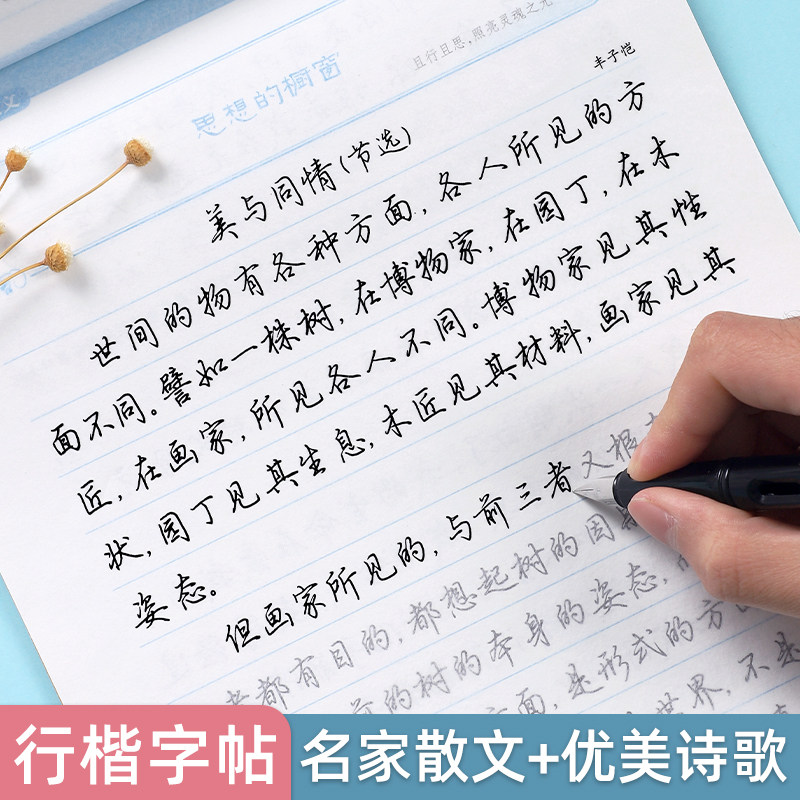 字帖练字成年行楷女生钢笔临摹名家散文硬笔书法练字帖优美诗歌荆霄鹏