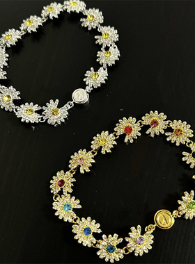 GD风格五周年限定满钻雏菊反战手链男女士高级感时尚手环手绳