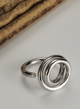 【K社制造】花朵戒指925银线圈简约银饰工艺时尚个性指环尾戒