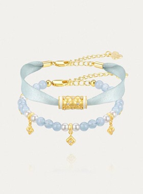 【新品】圣托里尼碧波手链套组飘带手链女金色串珠宝石手链