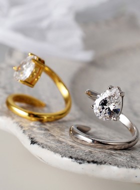 开口韩版水滴锆石水滴韩版