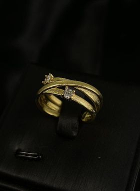 【K社制造】复古布切拉丝工艺小众设计戒指通勤百搭镀18k金
