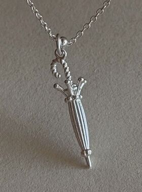 极简风小雨伞项链女百搭个性立体造型设计高级感吊坠锁骨链