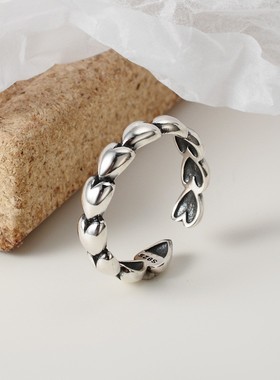 戒指做旧爱心食指开口