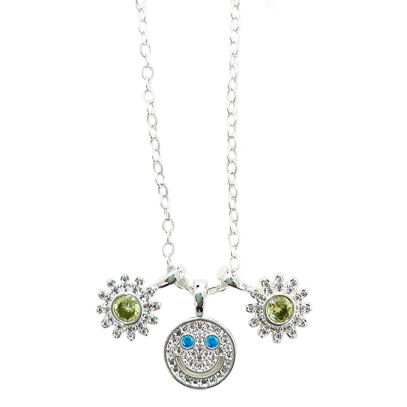 【k社制造】eyefunny雏菊笑脸项链毛衣链925纯银嘻哈男女情侣潮牌