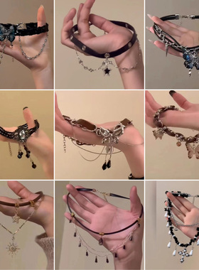 复古亚文化饰品y2k重工蝴蝶项链轻奢锁骨链女美拉德配饰项圈颈链