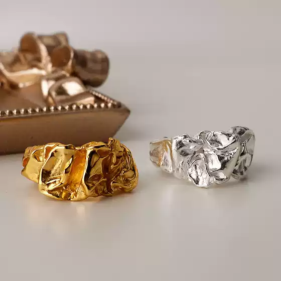 【K Company Manufacturing】Unique Design Pleated Texture Ring 925 Sterling Silver Open-Ended Foil Texture Index Finger Ring for Women