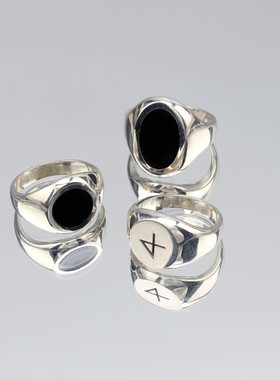 自主情侣ins风椭圆形戒指