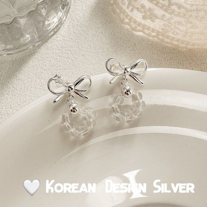 S925纯银蝴蝶结白水晶耳环小众气质百搭女ins韩版高级感设计耳饰,饰品/流行首饰/时尚饰品新,耳钉,淘宝优惠券,粉丝福利购,淘宝优惠卷