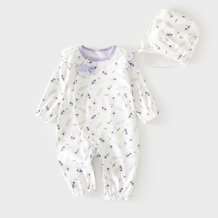 新生婴儿衣服春季三个月双胞胎女宝宝春装洋气可爱超萌公主连体衣